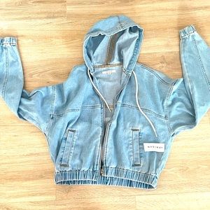 PACSUN ZIP JEAN JACKET WITH HOOD